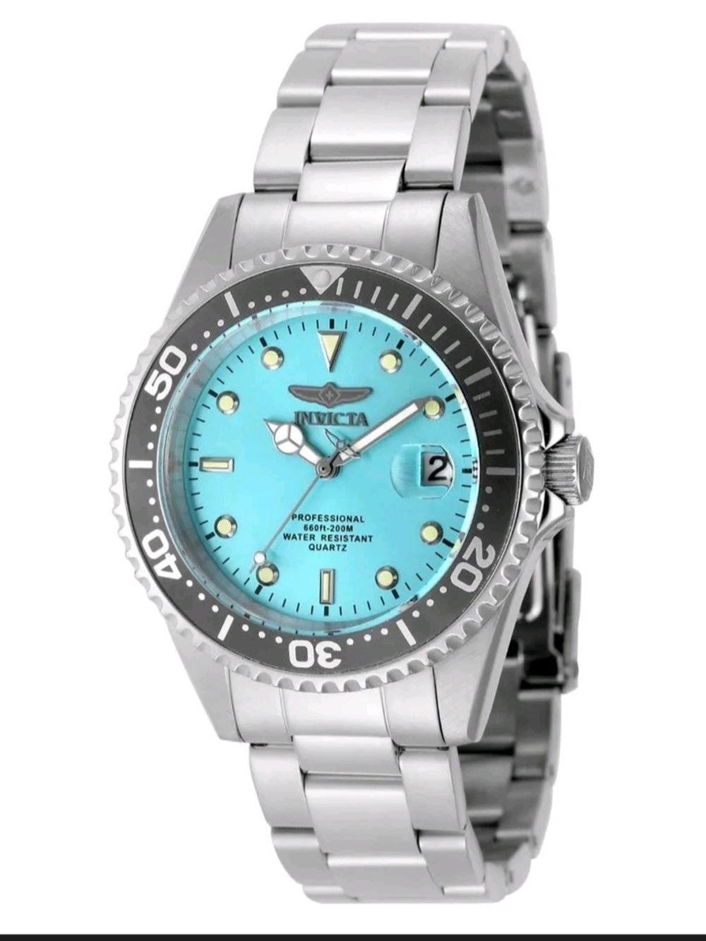 Invicta Men’s Turquoise Dial Stainless Steel Dive Watch with Black Bezel